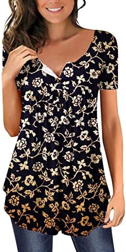 Salir Tops para Mujer Camiseta Estampado de Flores Camiseta Manga Corta con Cuello Redondo Camiseta Blusa Túnica