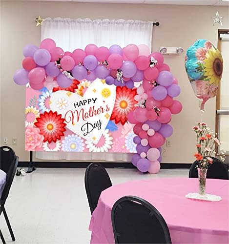 Mutlu anneler Günü Zemin 7x5FT Pembe Çiçek Aşk Kalp Arka Plan Anneler Günü Kek Masa Parti Dekorasyon fotoğraf kabini Sahne