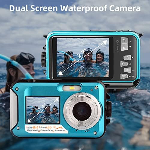 Su geçirmez dijital kamera Fotoğrafçılık için 2.7 K 48MP Full HD Video Kaydedici Çift Screens10FT Sualtı Kamera Şnorkel için