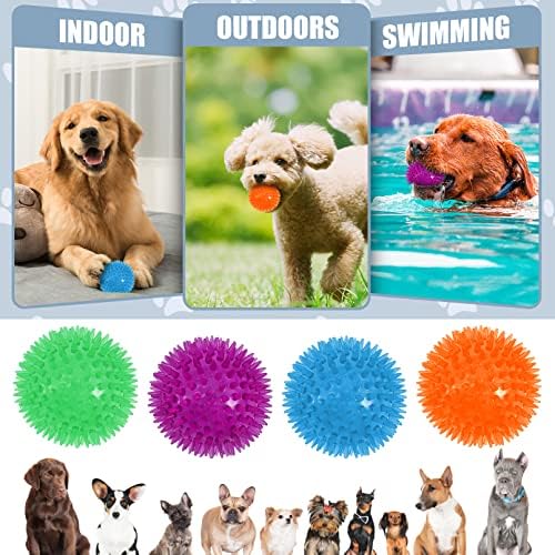 12 Paket Gıcırtılı Köpek Oyuncakları,2.5 Dikenli Köpek Topu,Köpek Dikenli Top Dişleri Temizler Evcil Hayvan Oyuncakları,Agresif