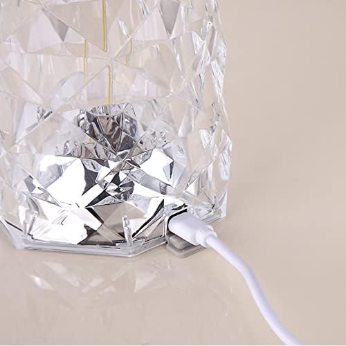 Şeffaf Kristal Lamba, Dokunmatik Kontrol Dekoratif Masa Lambası, 3 Yollu Kısılabilir Kristal Masa Lambası, USB Şarj Edilebilir