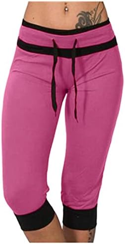 RbCulf Kadın Kapriler Kırpma Geniş Bacak Pantolon İpli Artı Boyutu Gevşek Rahat Cep Yüksek Bel Jogger Sweatpant Yoga Tayt