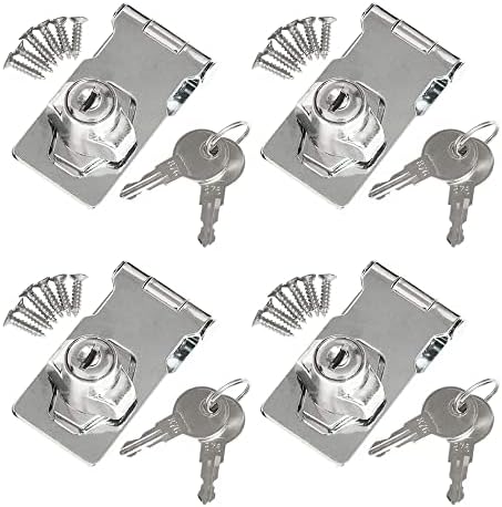 TOVOT 4 Paket 2.44 x 1-1/4 Anahtarlı asma kilitler Kapı mandalı Kilidi Krom Kilitli Vidalar Kilitleme Hasp Dolap Çekmece