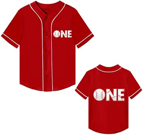 Mowbeat Bebek Beyzbol Forması 1 Yaşındaki Doğum Günü Partisi Gömlek Kısa Kollu Düğme Tee 1st Bebek Yürüyor T Shirt Hediye