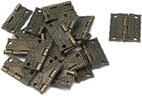 Pufguy 0.9x 1 x 0.04 Mini Antik Bronz Çinko Alaşım Menteşeler Dekoratif Menteşeler Mücevher Kutusu,oyuncak Kutusu-20 adet