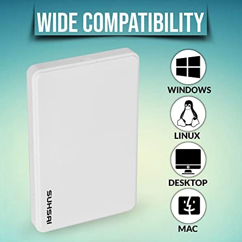 SUHSAI 500 GB harici sabit disk USB 2.0 Ultra Ince ve Kompakt Taşınabilir Depolama Genişletilmiş Veri Yedekleme sabit disk