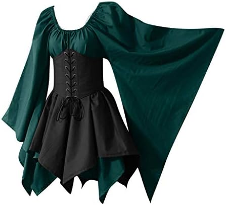 anuyalue Bayan Rönesans Elbise Kelebek Kollu Lace Up Balo Cadılar Bayramı Kostümleri Gotik Cadı Elbiseler Ortaçağ Giysileri