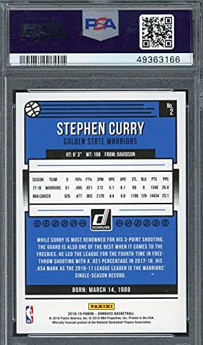 Stephen Curry 2018 Panini Donruss Basketbol Kartı 2 Dereceli PSA 10