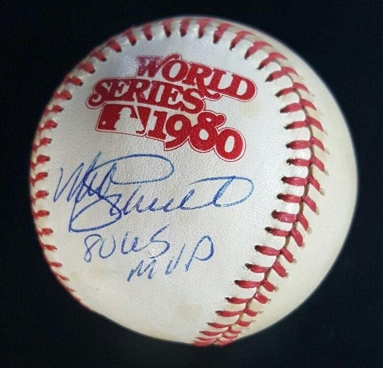 Mike Schmidt 1980 Phillies Dünya Serisi Oyun Kullanılmış Beyzbol İmzalı PSA / DNA COA-MLB İmzalı Oyun Kullanılmış Beyzbol