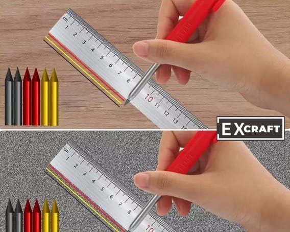 EXcraft Mekanik Marangoz Kalemler, 2 Paket, 6 Yedekler Derin Delik Dahili Kalemtıraş Mimar İnşaat Marangozluk Yapma Yazı