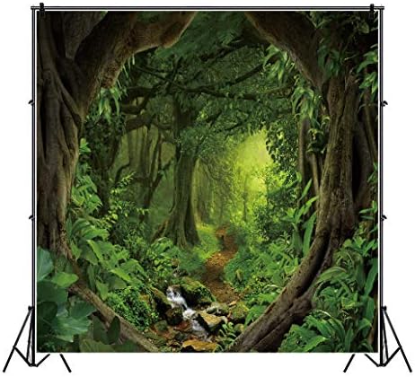Laeacco 10x10ft Fairytale Orman Zemin Yeşil Ağaçlar Tropikal Yağmur Ormanları Doğal Manzara Fotoğrafçılığı Arka Plan Dere