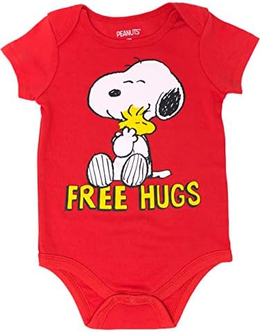 Fıstık Snoopy Erkek Bebek 4'lü Paket Bodysuits-Charlie Brown Woodstock Joe Havalı