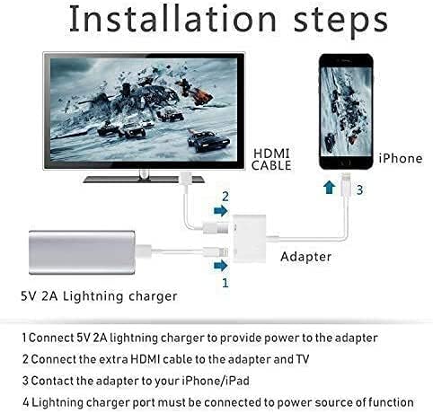 iPhone iPad için HDMI Adaptörüne Yıldırım, Apple MFi Sertifikalı 1080P Dijital AV Adaptörüne Yıldırım iPhone iPad için Şarj