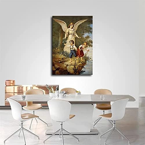 Meryem Koruyucu Melek ve Bebek İsa Boyama Posteri Resim Baskı Tuval Duvar Sanatı Ev Dekor Duvar. (16×24 inç Çerçeveli)