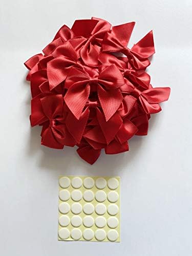 Briefix 25 Adet Mini Şemsiye Şerit Yaylar Çıkarılabilir Yapışkan Jel Pedleri (Kırmızı ve Beyaz)