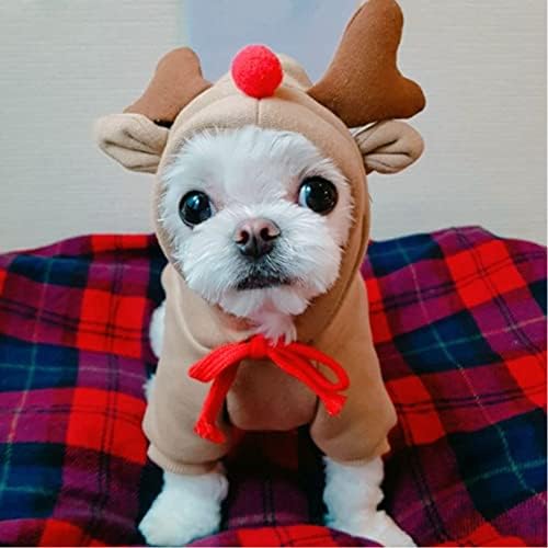 Pet Köpek Giysileri Sıcak Kazak Hoodie Noel Arifesi Pijama Sevimli Noel Giysileri Kayısı Elk Kostüm Noel Tema Kıyafet Yavru