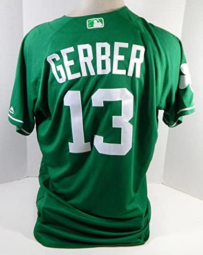 2018 Detroit Tigers Mike Gerber 13 Oyunu Verilen Yeşil Jersey St Patricks 46 818 - Oyun Kullanılan MLB Formaları