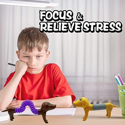 Otizm Duyusal Oyuncaklar Çocuklar için, 4 Adet Pop Tüpler Bahar Köpek, stres oyuncakları Yürümeye Başlayan Çocuk için 3 4
