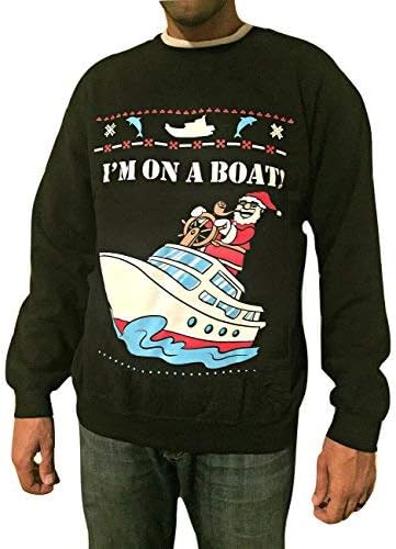 Komik Noel Kazağı-Teknedeyim-Çirkin Noel Kazağı-Unisex Tarzı-Erkek ve Kadın