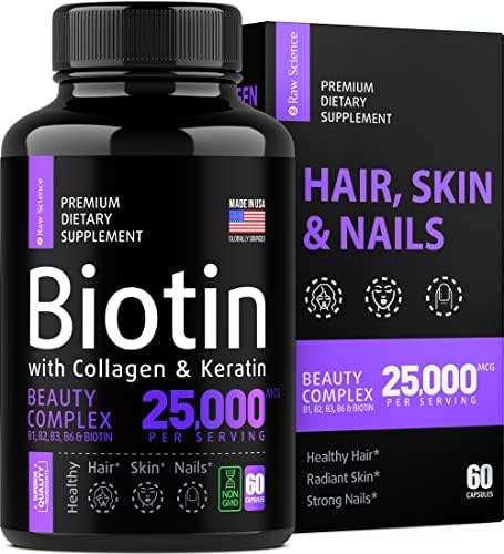 Biotin Kollajen Keratin Takviyesi-Erkekler ve Kadınlar için Saç Büyümesi-Saç Derisi ve Tırnak Vitaminleri-Eklem ve Bağırsak