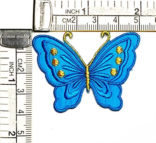 Kleenplus 2 adet. Mini Mavi Kelebek Yamalar Çocuklar Karikatür Etiket El Yapımı İşlemeli Yama Sanat Dikiş Tamir Kumaş Kot