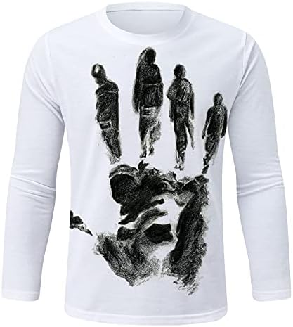 T-Shirt Rahat Üst Baskı erkek Yuvarlak Boyun 3D Sokak Kollu Uzun Dijital erkek Denim Elbise Gömlek Erkekler için