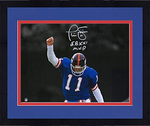 Çerçeveli Phil Simms New York Giants İmzalı 11 x 14 SB XXI MVP Yazıtlı Spot Işığı Fotoğrafını Silahlandırın - İmzalı NFL
