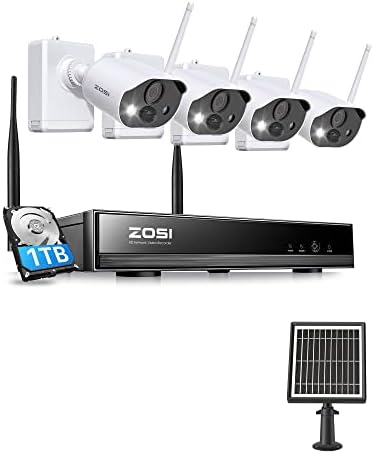 ZOSI C306PK 8CH 2 K Akülü Kablosuz Güvenlik Kamera Sistemi ile 1 x GÜNEŞ PANELI, 4 x Kamera ile Renk Gece Görüş, 2-yönlü