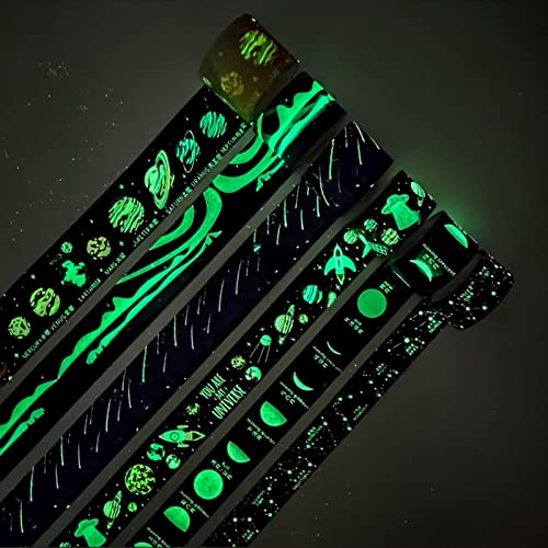 YUBBAEX aydınlık Galaxy Washi Bant Set Uzay Glow Karanlık Maskeleme Bandı Dekoratif için Sanat, DIY El Sanatları, Dergi Malzemeleri,