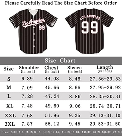 TIFIYA Los Angeles 99/23/24 Çizgili Baskılı Beyzbol Forması LA Beyzbol Takımı Gömlek Erkekler / Kadınlar / Genç