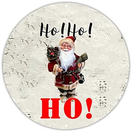 DecStic hoş geldin yazısı Noel Noel Baba Hohoho Yuvarlak Teneke Işareti Işareti Hello Kış Duvar Sanat Plak ıçin Ev Plaj Ev