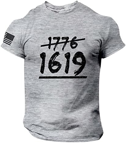 Bmısegm Yaz Tişörtleri Gömlek Erkekler için erkek Bağımsızlık Günü Bayrağı Baskı İlkbahar/Yaz Eğlence Spor 2XL Uzun Boylu