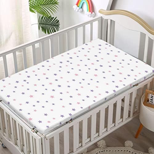Yıldız Temalı Gömme Beşik Levha, Standart Beşik Yatak Çarşaf bebek yatağı Yatak Çarşafları-Erkek Kız Bebek Çarşafı, 28“ x