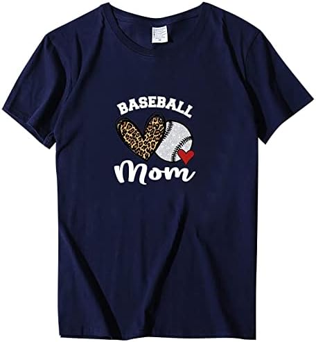 Anneler Günü Tees Kadınlar Casual Gevşek Kısa Kollu Beyzbol Anne Üst Bluz Komik Mektup Baskı Grafik T Shirt