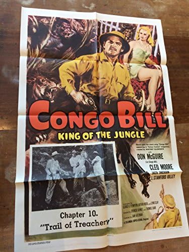 KONGO FATURASI, 1950'ler orijinal film afişini yeniden yayınladı, katlanmış, renkli