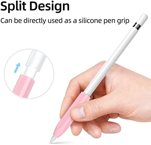 Joosko Apple Pencil 1. Nesil Kılıf ile Uyumlu, Kaymaz Silikon Kılıf, [10 Silikon Uç Kollu] Apple Pencil 1. Nesil için. (Pembe)