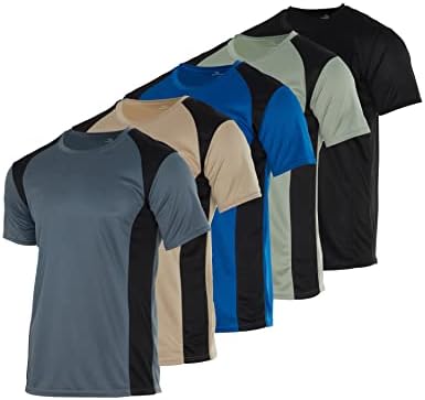 5 Paket: Erkek Örgü Performansı Hızlı Kuru Streç Nefes Alabilen Kısa Kollu Teknik Ekip Gömlek (Büyük ve Uzun Boylu olarak