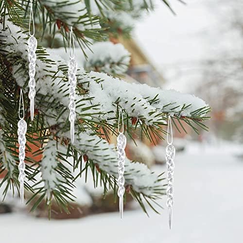 Noel Ağacı için 36 ADET Icicle Süsler 5.1 İnç Şeffaf Akrilik Buz Sarkıtları Damla Süsleme Seti Noel Düğün Tatil Kış Dekor