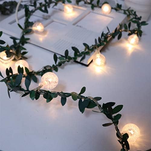 Amosfun Yeşil Yaprak Dize ışıkları Rattan Led DIY Çelenk iç mekan lambası Açık Düğün Doğum Günü Veranda bahçe Dekorasyon