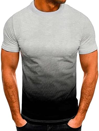 Maiyifu-GJ erkek Degrade Renk Kravat Boya Kısa Kollu Crewneck Moda pamuklu üst giyim Yaz Slim Fit Streç Atletik Gömlek