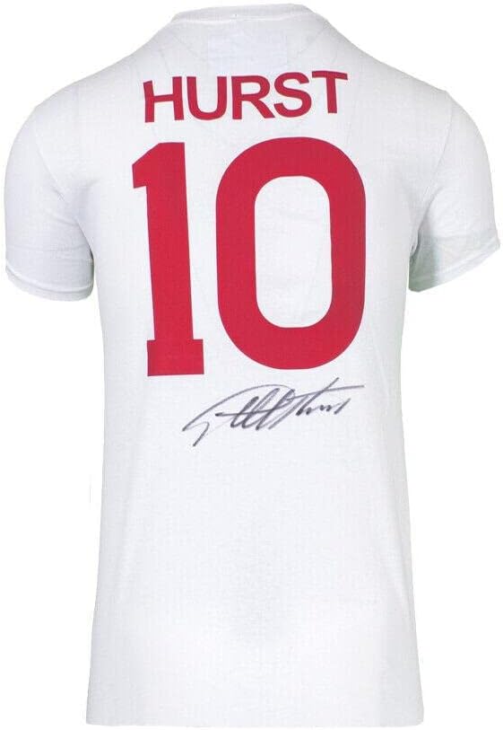 Sör Geoff Hurst İmzalı İngiltere T-Shirt-Hurst 10 İmzalı-İmzalı Futbol Formaları