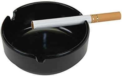 Susuz Gergedan Fuma, Yuvarlak Plastik Masa Üstü Sigara Küllüğü, Siyah (4'lü Set)