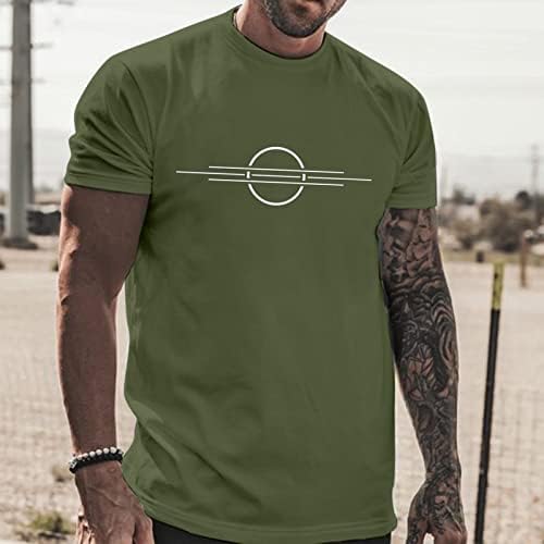 XXBR Yaz Erkek Asker Kısa Kollu T-Shirt Dairesel Şerit Grafik Baskı Tee Üst Koşu Egzersiz Spor Tshirt