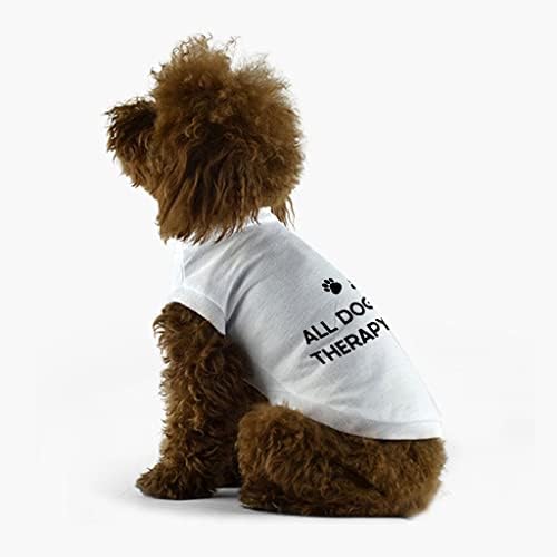 Serbest Terapi Köpek Tişörtü-Sevimli Köpek Tişörtü-Minimalist Köpek Kıyafeti-Beyaz, 2XL
