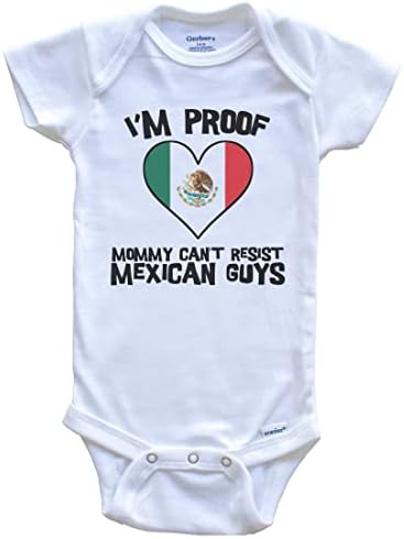 Ben Kanıtım Anne Karşı Koyamaz Meksikalı Çocuklar Meksika Bayrağı Kalp Tek Parça Bebek Bodysuit