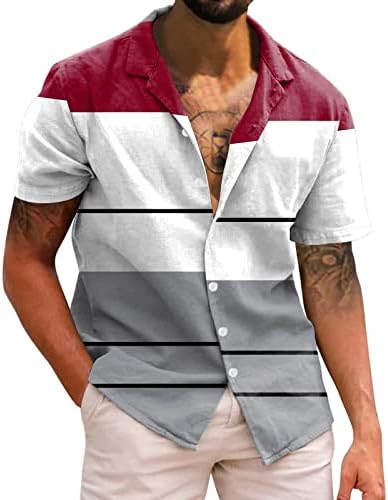 2023 Yeni Erkek Rahat Kısa Kollu İlkbahar Yaz Yatak Açma Boyun 3D Baskılı Gömlek Moda Üst Bluz Gömlek Kuru Fit
