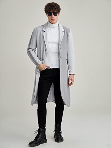 OSHHO Ceketler Kadınlar-Erkekler için Yaka Boyun Tek Göğüslü Palto (Renk: Açık Gri, Boyut: Büyük)