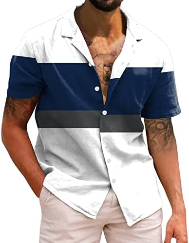 2023 Yeni Erkek Rahat Kısa Kollu İlkbahar Yaz Yatak Açma Boyun 3D Baskılı Gömlek Moda Üst Bluz Gömlek Genç
