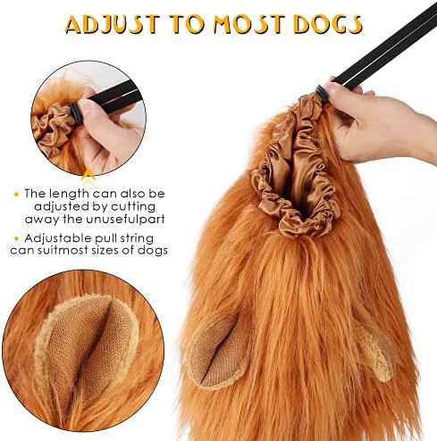 Köpek Aslan Yele Peruk-Açık Kahverengi Ayarlanabilir Rahat Komik Peruk için Kulaklar ile Köpek Kostüm Pet Fantezi Saç Elbise