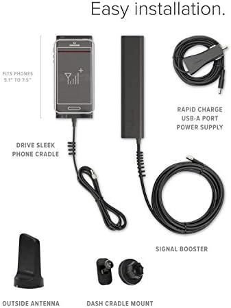 weBoost Drive Sleek - Beşik Montajlı Araç Cep Telefonu Sinyal Güçlendirici / Tüm ABD Taşıyıcıları için 5G ve 4G lte'yi Artırır-Verizon,